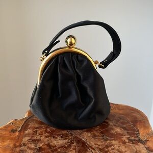 LULU GUINNESS mini black satin purse